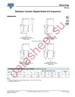 K104K10X7RF5UH5 datasheet  